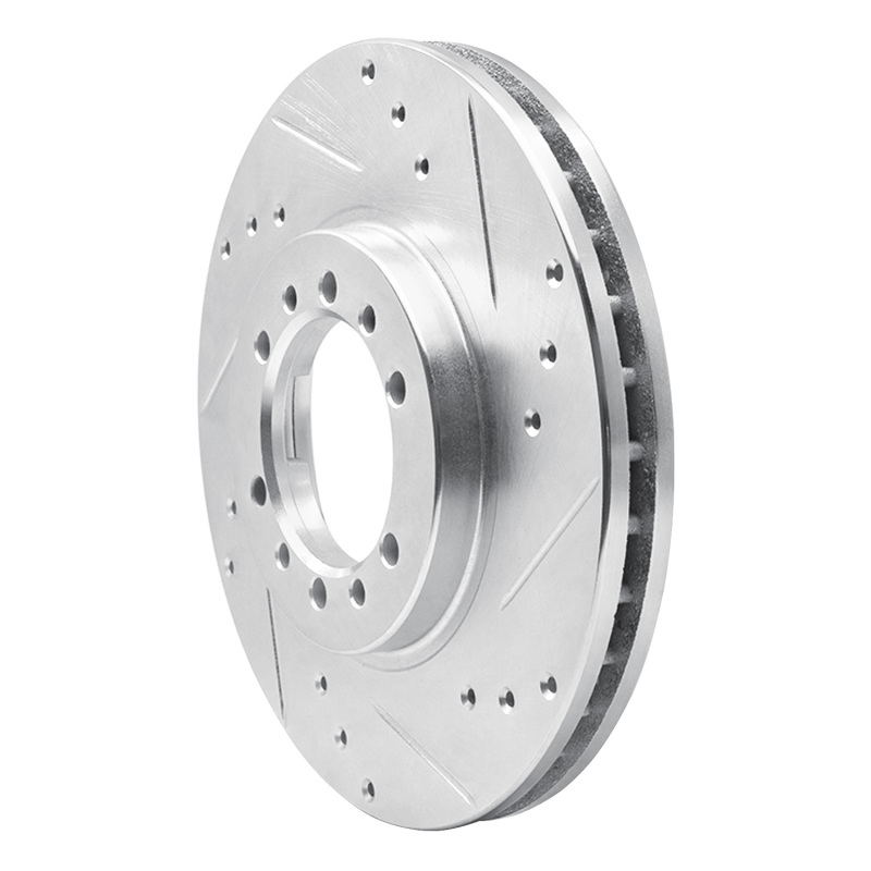 Mitsubishi Montero Brake Rotor (1) - Front Right - R1 Concepts - Drilled & Slotted - Silver - `94-`00